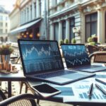 Joven analizando criptomonedas y finanzas digitales